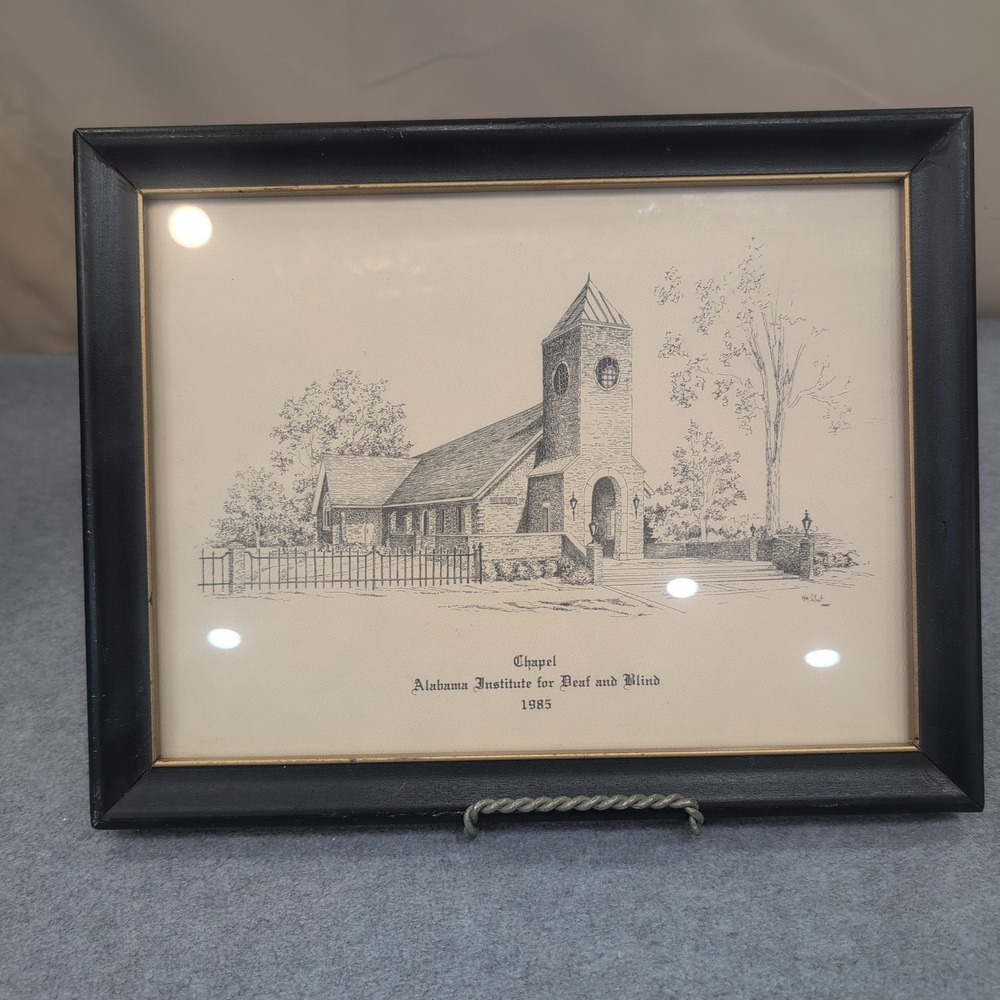 Alabama‎ Institute for Deaf and Blind Chapel Art Print 1985 Wm Elliott Framed